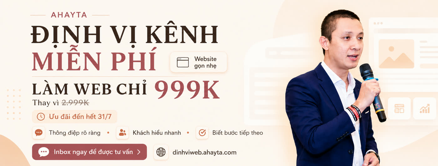 AHAYTA - Website Gọn Nhẹ, làm web chỉ 999K, thông điệp rõ ràng để khách hiểu nhanh